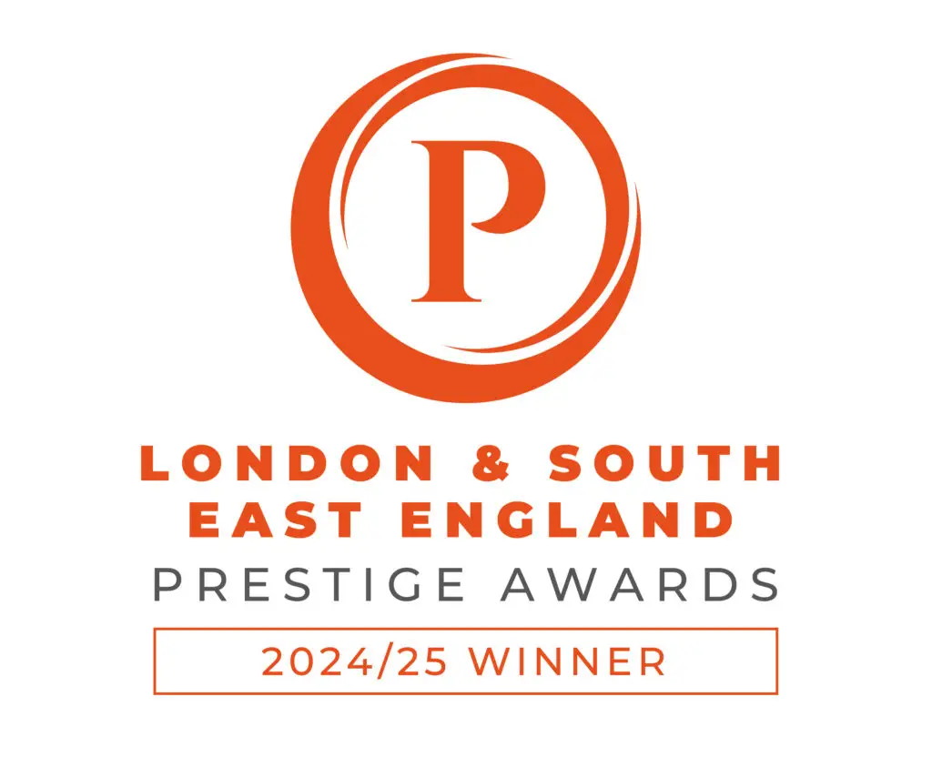 Logo showing we are winners of the London and South East England Prestige Awards 2024/25
