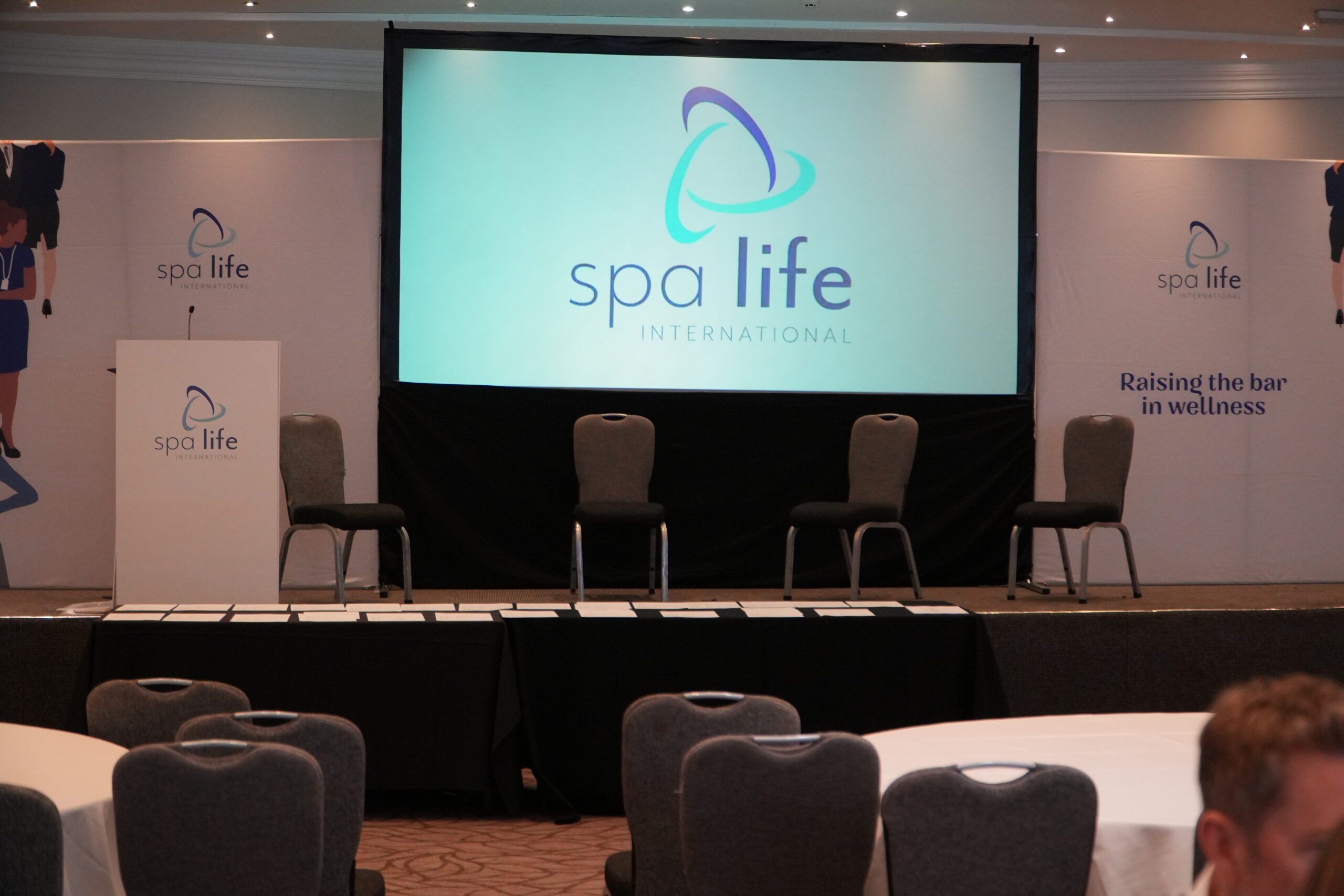 12ft projection screen on the main stage at SPA Life International, Whittlebury Park